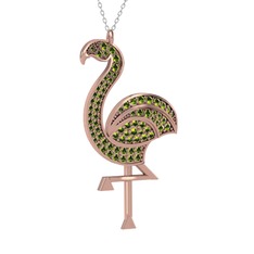 Isla Flamingo Kolye - Peridot 8 ayar rose altın kolye (40 cm beyaz altın rolo zincir) #fac0k8