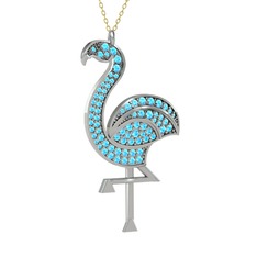 Isla Flamingo Kolye - Akuamarin 14 ayar beyaz altın kolye (40 cm altın rolo zincir) #fsiua3