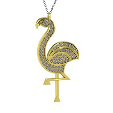 Isla Flamingo Kolye - Pırlanta 8 ayar altın kolye (1.14 karat, 40 cm gümüş rolo zincir) #fvx0lj