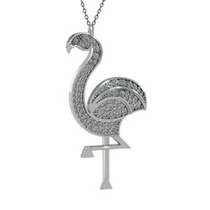 Isla Flamingo Kolye - Pırlanta 925 ayar gümüş kolye (1.14 karat, 40 cm gümüş rolo zincir) #g653js
