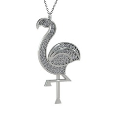 Pırlanta 14 ayar beyaz altın kolye (1.14 karat, 40 cm gümüş rolo zincir)