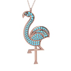 Isla Flamingo Kolye - Akuamarin 18 ayar rose altın kolye (40 cm gümüş rolo zincir) #gsoklh