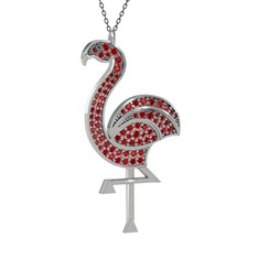 Isla Flamingo Kolye - Garnet 14 ayar beyaz altın kolye (40 cm gümüş rolo zincir) #iuo22u