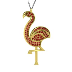 Isla Flamingo Kolye - Garnet 8 ayar altın kolye (40 cm gümüş rolo zincir) #jp19fr