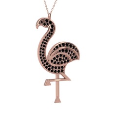 Isla Flamingo Kolye - Siyah zirkon 8 ayar rose altın kolye (40 cm rose altın rolo zincir) #kq1h5i