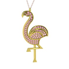 Isla Flamingo Kolye - Pembe kuvars 8 ayar altın kolye (40 cm rose altın rolo zincir) #n83lh4