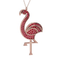 Isla Flamingo Kolye - Rodolit garnet 925 ayar rose altın kaplama gümüş kolye (40 cm rose altın rolo zincir) #of8ytk