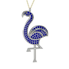 Isla Flamingo Kolye - Lab safir 14 ayar beyaz altın kolye (40 cm altın rolo zincir) #omi4ij