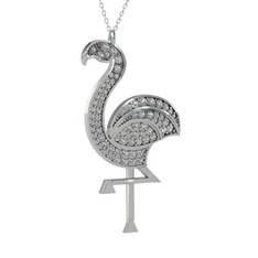 Isla Flamingo Kolye - Swarovski 8 ayar beyaz altın kolye (40 cm beyaz altın rolo zincir) #prmrix