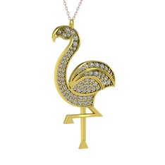 Isla Flamingo Kolye - Beyaz zirkon 18 ayar altın kolye (40 cm rose altın rolo zincir) #q2gxlw