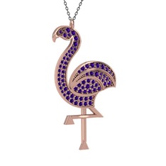 Isla Flamingo Kolye - Ametist 18 ayar rose altın kolye (40 cm gümüş rolo zincir) #qalby4