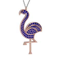 Isla Flamingo Kolye - Lab safir 8 ayar rose altın kolye (40 cm gümüş rolo zincir) #qmwktl
