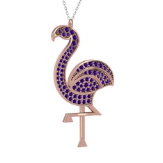 Isla Flamingo Kolye - Ametist 8 ayar rose altın kolye (40 cm beyaz altın rolo zincir) #qtcwdc