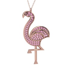 Pembe kuvars 18 ayar rose altın kolye (40 cm rose altın rolo zincir)