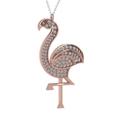 Isla Flamingo Kolye - Beyaz zirkon 925 ayar rose altın kaplama gümüş kolye (40 cm gümüş rolo zincir) #sik90y