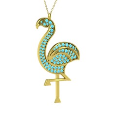Isla Flamingo Kolye - Akuamarin 925 ayar altın kaplama gümüş kolye (40 cm altın rolo zincir) #va7by7