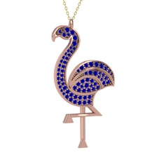 Lab safir 14 ayar rose altın kolye (40 cm altın rolo zincir)