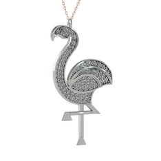 Isla Flamingo Kolye - Pırlanta 8 ayar beyaz altın kolye (1.14 karat, 40 cm rose altın rolo zincir) #zpu2t3