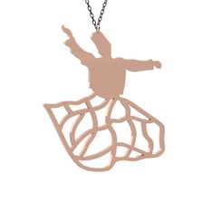 14 ayar rose altın kolye (50 cm gümüş rolo zincir)