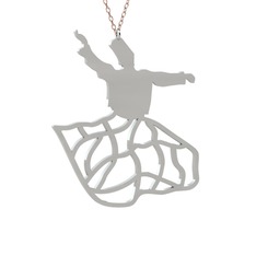 Semazen Kolye - 8 ayar beyaz altın kolye (50 cm rose altın rolo zincir) #zs9lyf
