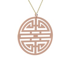 Longevity Kolye - 18 ayar rose altın kolye (40 cm gümüş rolo zincir) #44m8ve