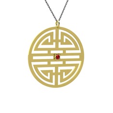 Garnet 14 ayar altın kolye (40 cm gümüş rolo zincir)