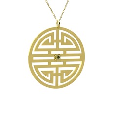 Taşlı Longevity Kolye - Peridot 18 ayar altın kolye (40 cm altın rolo zincir) #1dbr6el