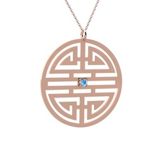 Taşlı Longevity Kolye - Akuamarin 14 ayar rose altın kolye (40 cm rose altın rolo zincir) #1ks1265