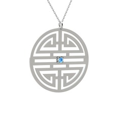 Taşlı Longevity Kolye - Akuamarin 925 ayar gümüş kolye (40 cm beyaz altın rolo zincir) #1ox1hey