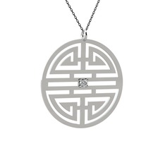 Taşlı Longevity Kolye - Swarovski 14 ayar beyaz altın kolye (40 cm gümüş rolo zincir) #1wtsmsj