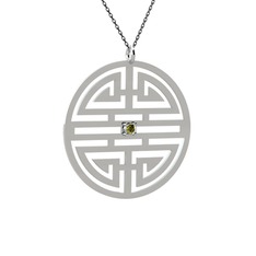 Taşlı Longevity Kolye - Peridot 925 ayar gümüş kolye (40 cm gümüş rolo zincir) #9spp50