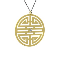 Beyaz zirkon 8 ayar altın kolye (40 cm gümüş rolo zincir)