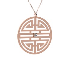 Taşlı Longevity Kolye - Beyaz zirkon 14 ayar rose altın kolye (40 cm rose altın rolo zincir) #kks0lv