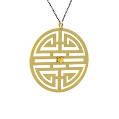 Sitrin 8 ayar altın kolye (40 cm gümüş rolo zincir)