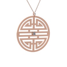 Pırlanta 14 ayar rose altın kolye (0.036 karat, 40 cm rose altın rolo zincir)