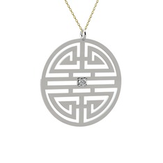 Taşlı Longevity Kolye - Swarovski 18 ayar beyaz altın kolye (40 cm altın rolo zincir) #xai38g