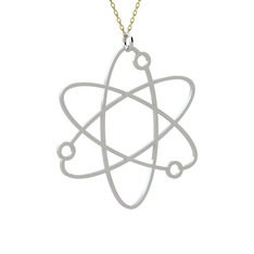 Atom Kolye - 18 ayar beyaz altın kolye (40 cm altın rolo zincir) #10582zr