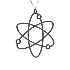 Atom Kolye - 925 ayar siyah rodyum kaplama gümüş kolye (40 cm gümüş rolo zincir) #12iv8sz