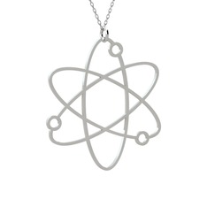 Atom Kolye - 14 ayar beyaz altın kolye (40 cm beyaz altın rolo zincir) #16bedbd