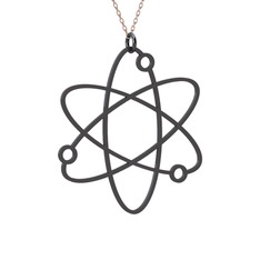 Atom Kolye - 925 ayar siyah rodyum kaplama gümüş kolye (40 cm rose altın rolo zincir) #16v1np5