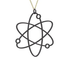 Atom Kolye - 925 ayar siyah rodyum kaplama gümüş kolye (40 cm altın rolo zincir) #1piulbv
