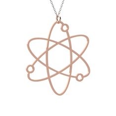Atom Kolye - 8 ayar rose altın kolye (40 cm beyaz altın rolo zincir) #51456f