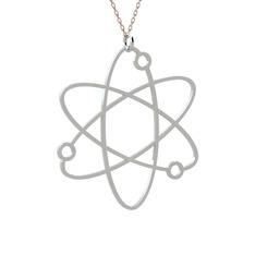 Atom Kolye - 14 ayar beyaz altın kolye (40 cm rose altın rolo zincir) #e9z50z
