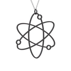 Atom Kolye - 925 ayar siyah rodyum kaplama gümüş kolye (40 cm beyaz altın rolo zincir) #j2bbgh