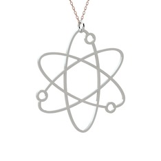 Atom Kolye - 18 ayar beyaz altın kolye (40 cm rose altın rolo zincir) #rck20p