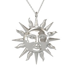 Kyra Güneş Kolye - 925 ayar gümüş kolye (40 cm beyaz altın rolo zincir) #18kd292