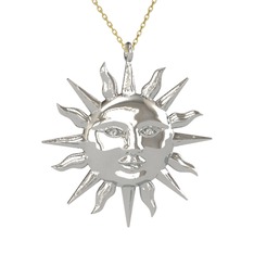 Kyra Güneş Kolye - 18 ayar beyaz altın kolye (40 cm gümüş rolo zincir) #6dt8eu