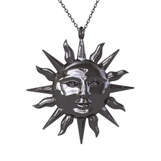 Kyra Güneş Kolye - 925 ayar siyah rodyum kaplama gümüş kolye (40 cm gümüş rolo zincir) #9s0pur