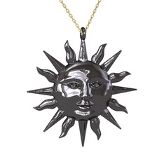 Kyra Güneş Kolye - 925 ayar siyah rodyum kaplama gümüş kolye (40 cm gümüş rolo zincir) #iv0jra