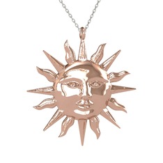 Kyra Güneş Kolye - 18 ayar rose altın kolye (40 cm beyaz altın rolo zincir) #xzba73